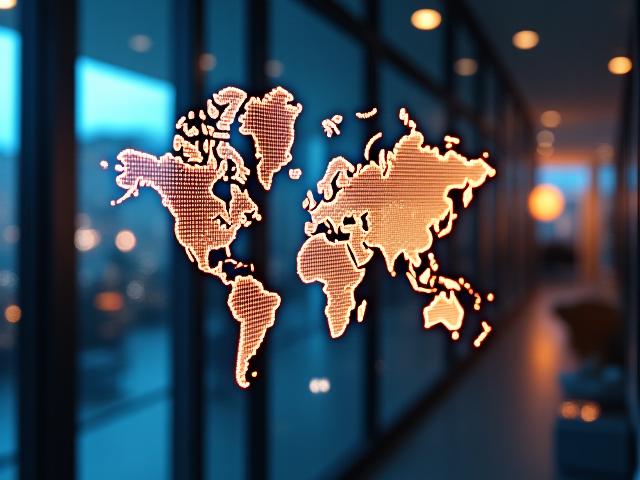 Logistics professional analyzing global shipping routes on a digital interface